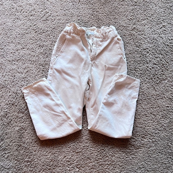 Zara paper bag waist Cream color pants size US 0 VGUC 💕50% OFF💕 - Picture 1 of 3
